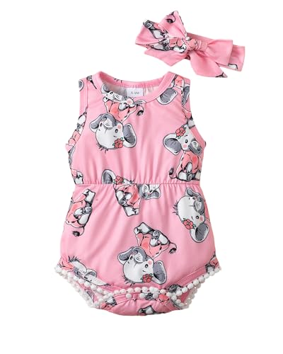 Image of Mioglrie Baby Girl Clothes Newborn Girl Clothes Summer Infant Baby Girl Outfits Romper Headband Clothing Sets