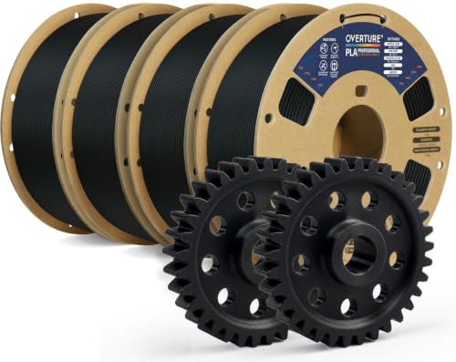 Image of OVERTURE 4KG Bundle PLA Plus (PLA+) Filament 1.75mm, Stronger & More Durable, Professional Toughness 3D Printer Filament 1kg (2.2lbs) 4 Pack, High Precision + /- 0.02mm, Tangle-Free (Black*4)