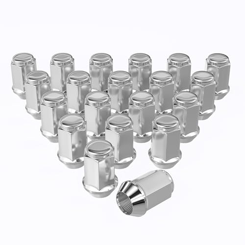 EZISOE 1/2x20 Lug Nuts 20pcs, Chrome 1/2''-20 Closed End Bulge
