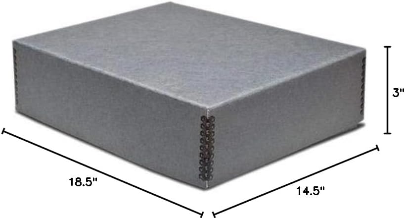 Print File Drop-Front Metal Edge Archival Storage Box, 14.5x18.5x3", Gray