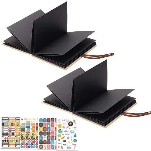 2 Piezas Álbum Scrapbook Acordeón, Album Fotos para Pegar y Escribir, Album Scrapbook de Bricolaje Plegable con 4 Pegatinas, 16 Páginas DIY Albunes para Fotos para Cumpleaños Boda Regalo de Graduación
