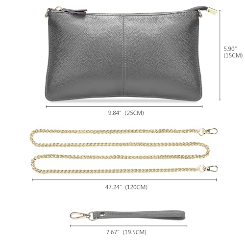 Image of YALUXE Genuine Leather Wristlet Handbags Purses Cell Phone Pocket Clutch Wallet Crossbody Bags for Women