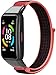 Produktbild Niboow Armband Kompatibel mit Huawei Band 6 / Honor Band 6, Nylon Solo Loop, Einstellbar Sport Ersatzband Kompatibel mit Huawei Band 6 / Honor Band 6-Schwarz/Rot