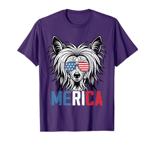 Patriotic Chinese Crested Dog Merica 4th Of July Funny T-Shirt