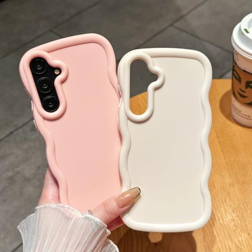WOGROO Slim Fit Case for Samsung Galaxy S23, Wave Frame, Cute Soft TPU Thin Protective Phone Cover for Women, Light Pink - image 3
