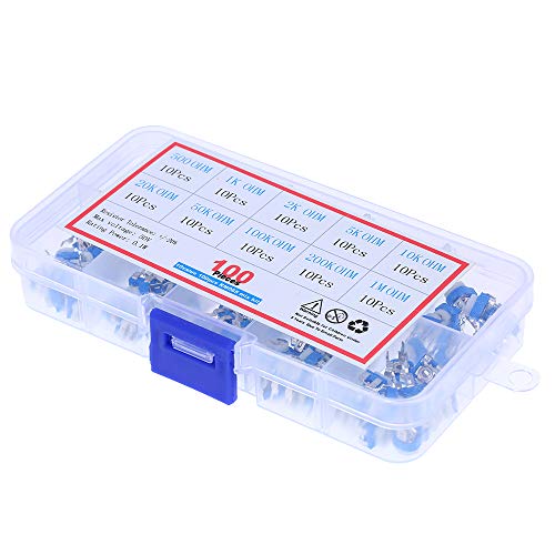 Loijon 100 pcs 10 Valores 500~1 M ohm Resistência Variável 6mm Potenciômetro RM065 Preset Carbono Ho