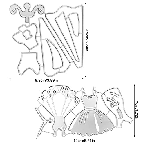 3 Pcs Princess Dress Metal Die Cuts for Women Girl, SENHAI Lady Dress Shirt Bowtie Bow Cutting Dies Cut Stencils for Card Making Embossing DIY Scrapbooking Decorative