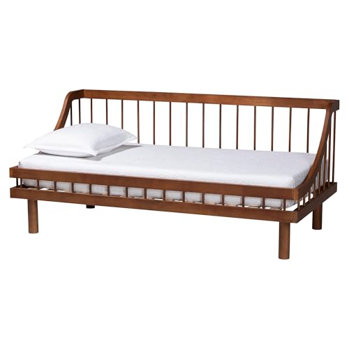 Baxton Studio Helio Spindle Daybed, Twin, Walnut Brown