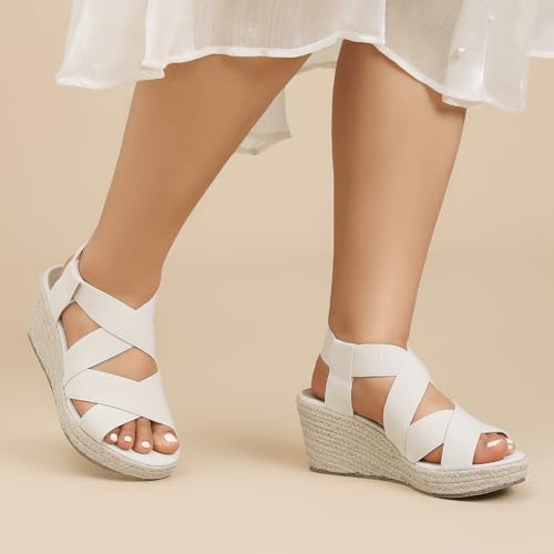 Image of Luoika Women's Wide Width Platform Wedge Sandals