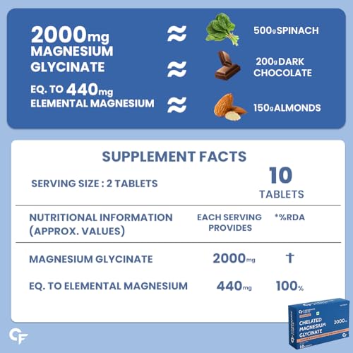 Image of Carbamide Forte Chelated Magnesium Glycinate 2000mg Per Serving Supplement - 10 Veg Tablets