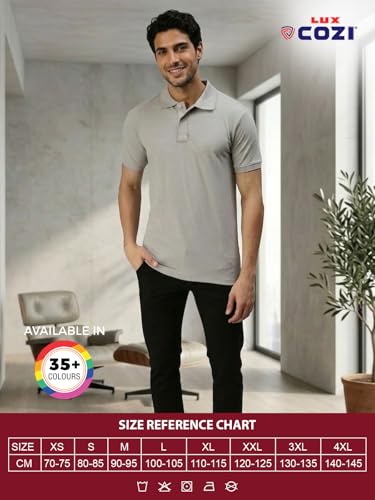 Image of Lux Cozi Men's Cotton Solid Polo Tshirt | Collar Tshirts | Half Sleeves | Stylish & Premium All Day Wear | Pack of 1