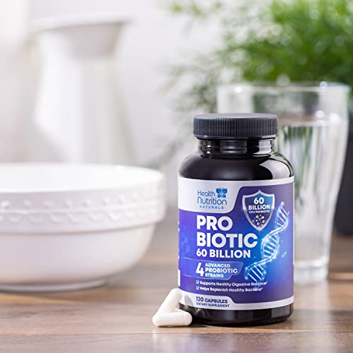 Daily Probiotic Supplement, Supports Digestive Health, 60 Billion Cfu Probiotics For Women & Men With Prebiotics, Natural Immune Support, Shelf Stable, Gluten Free, No Soy Or Dairy - 120 Capsules #TOP7