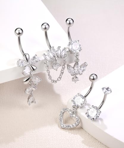 Dangle Belly Button Rings Piercing Jewelry for Women Surgical Stainless Steel Navel Dangly4