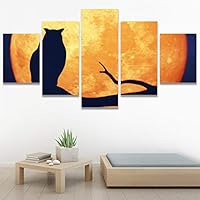 SIGNWIN 5 Panel Canvas Wall Art Modern Art Animals Colorful Decorative Elements Multicolor Photography Silhouette for Home Decorations Ready to Hang - 60