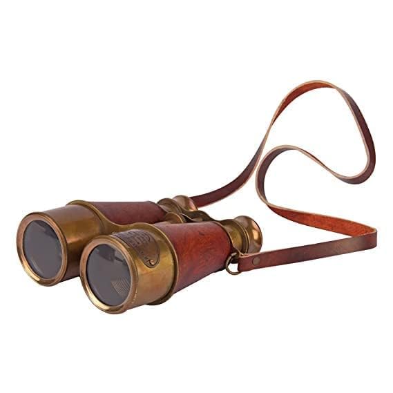 A.M, HT Antique-Inspired Brown Leather and Brass Binoculars – Authentic-Looking 3-Inch Maritime Navigation and Safari Glasses with Adjustable Focus-picture-32