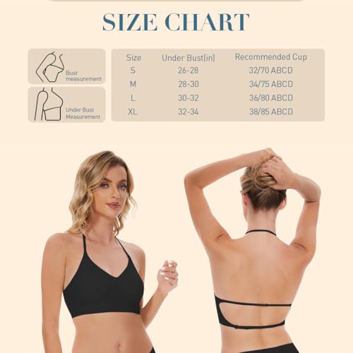 Image of PALAY Women's Low Back Seamless Bras Backless Multiway Convertible Adjustable Strap Halter Lifting Bra Spaghetti Strap Wire-Free with Padded Removeable(Not Include Straps)