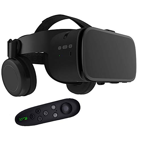 Casco para Auriculares Bluetooth VR, Gafas 3D VR Gafas De Realidad Virtual para TeléFonos Inteligentes con TeléFonos Inteligentes, Lente HD De 52 Mm, Cuero CóModo,Black Cover