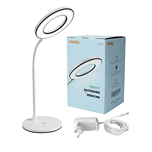 Miady Schreibtischlampe LED Dimmbare Tischlampe,3 Farb und 4 Helligkeitsstufen,Augenfreundliche Bürolampe mit Adapter… – Bild 7