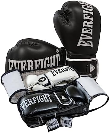 EVERFIGHT Boxing Gloves Set for Men and Women-Heavy Bag Muay Thai Kickboxing  MMA Boxing Gloves Fitness Boxing Gloves Sparring-Black or White-10 oz 12 oz 14 oz 16 oz Adult Boxing Gloves