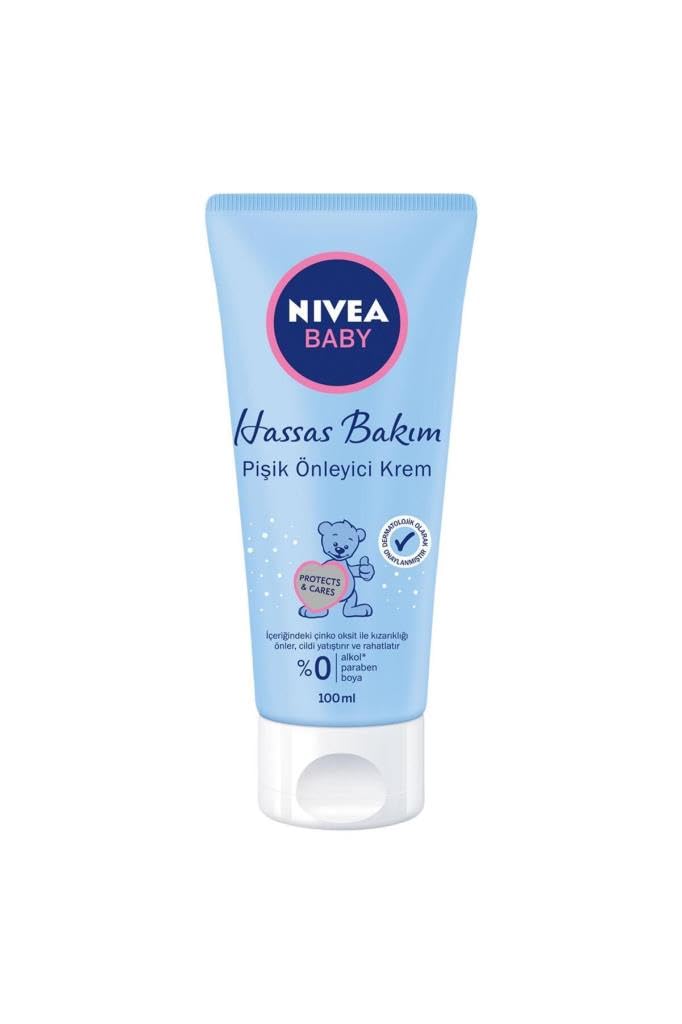 NIVEA Baby Pişik Önleyici Krem 100 ml, Hassas Bebek Cilt, Bebek Bakımı,Panthenol ile Cilt Tahrişi Önler,%0 Alkol,%0 Paraben