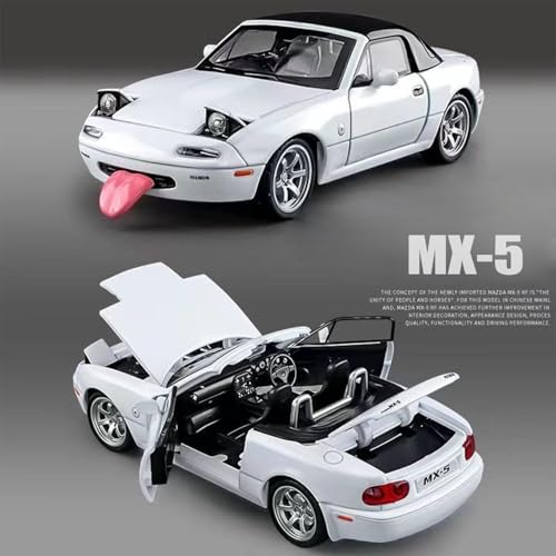 Image of Alokik Enterprise 1:32 Mazda Miata MX-5 Alloy Model Toy Car with Pullback, Removable Top, Blinking Lights, Toy Car with Sound and Bright Lights, Collectible Grade Gift for Kids【White】
