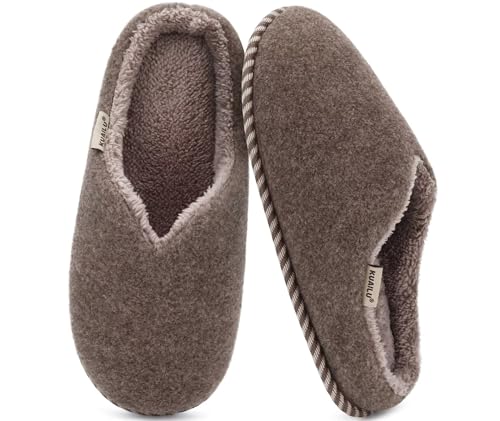 Image of KuaiLu Womens Supportive Memory Foam Slippers Felt Fuzzy Lined Heel Cushion Lightweight House Shoes for Indoor Outdoor