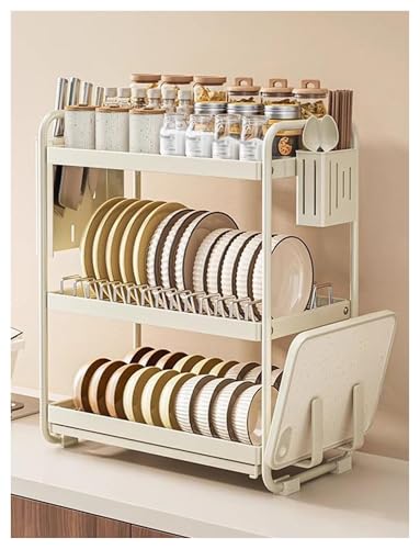 Escurridor de platos sobre el fregadero con soporte para tabla de cortar, organizador de cocina que ahorra espacio, acero inoxidable, ajustable, fácil de limpiar