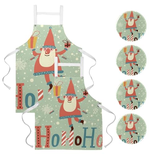 Tablier de serveuse Père Noël lot de 2 pour illuminer votre restaurant