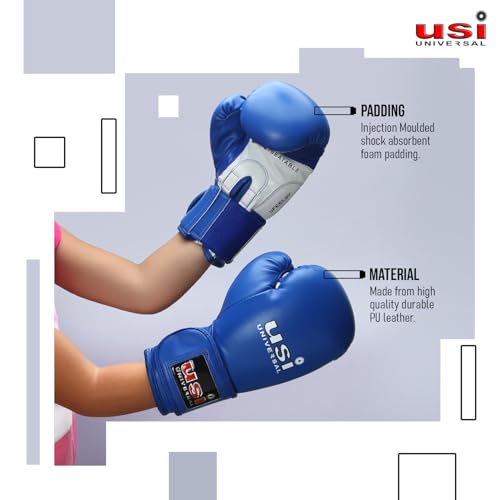 Gants de boxe enfants 3-6 ans en polyuréthane bleu avec Velcro USI - 4