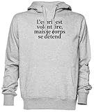 Doux et respirant L’Esprit Est Volontaire mais Le Corps Se Détend Gris Sweat À Capuche Sweat-Shirt Jersey Unisexe Homme Femme Grey Unisex Hoodie