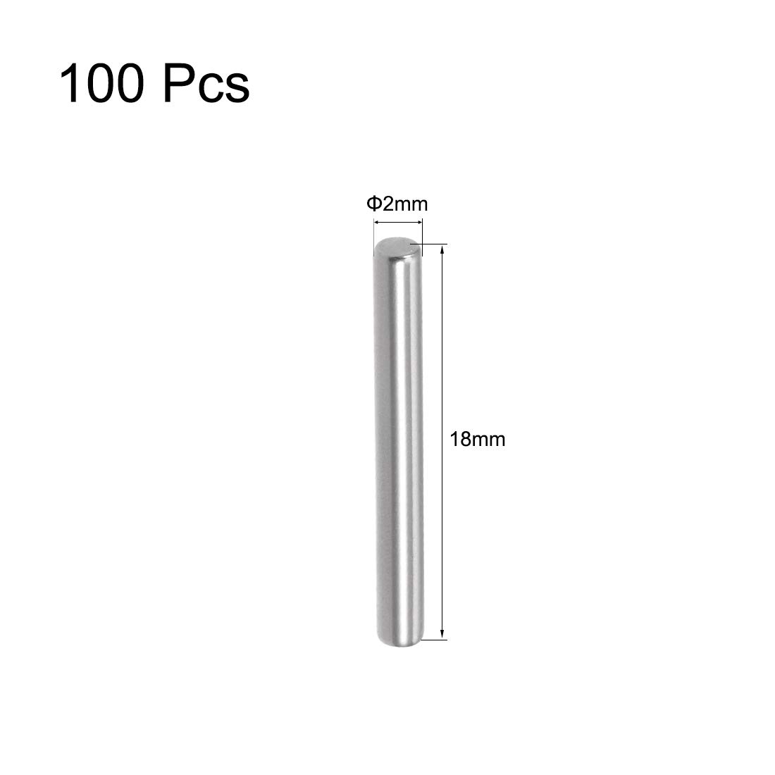 sourcing map 100 szt. trzpień cylindryczny 304 stal szlachetna bolce regałowe elementy 2 mm x 18 mm