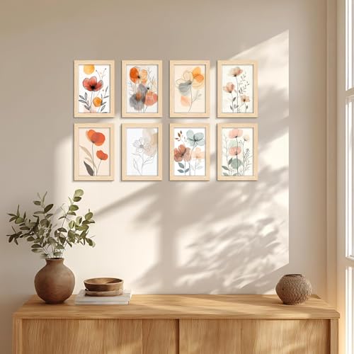 Giftgarden Natur Bilderrahmen 10x15 cm, Holzfarbener Fotorahmen für 15x10 Foto und Bilder, Glattes Schlankes Design, Wand- oder Tischaufsteller - Einzel