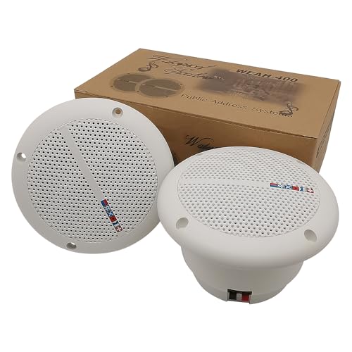 Image of HiQltyla 5.25 Inch Waterproof Marine Boat RV Hot Tub Outdoor Speaker, WEAH-400 25 Watt Dual Cone 2 Way Full Range White Color (Sold as a Pair)