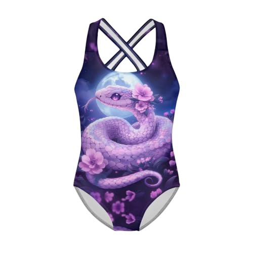 Image of WELLFLYHOM Girls Bathing Suits One Piece 5-14 Kids Full Coverage Swimsuits Cross Back Summer Swimwear for Beach Holiday
