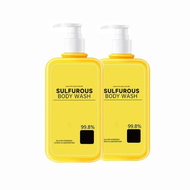 Gel de ducha de azufre, 300 ml, gel de ducha para cara, cuerpo y cabello, aclara la piel, hidrata y regula la producción de sebo, espuma densa para una limpieza de poros, para hombres y mujeres (2