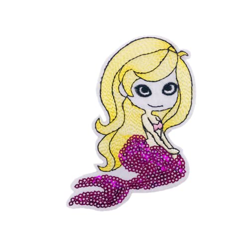 Meerjungfrau Prinzessin Pailletten Patch aufbügler zum aufbügeln Aufnäher Applikationen Bügelbild auf Kleidung,Hut, Kissen, DIY-Zubehör (MM-4) Cover