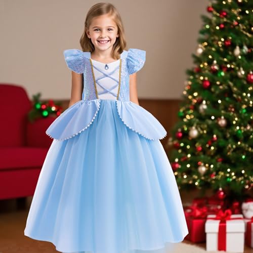 Disfraz completo princesa azul para niñas 9-10 años miniatura 4