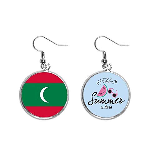 Pendientes de sandía y bandera de Maldivas estilo tropical
