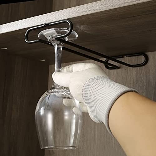 KAYSENSUK Rail à suspendre en fer pour verres à vin, 2 étagères, finition chrome poli, résistant à la rouille, pour cuisine, bar, salle à manger, rangement et présentation de verres à vin – vue 4