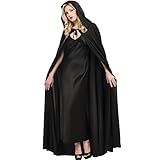 Long Black Hooded Cape - Adult Standard (Pack of 1) - Luxurious, Soft Fabric Perfect for Halloween, Cosplay, Costumes & Dramatic Events