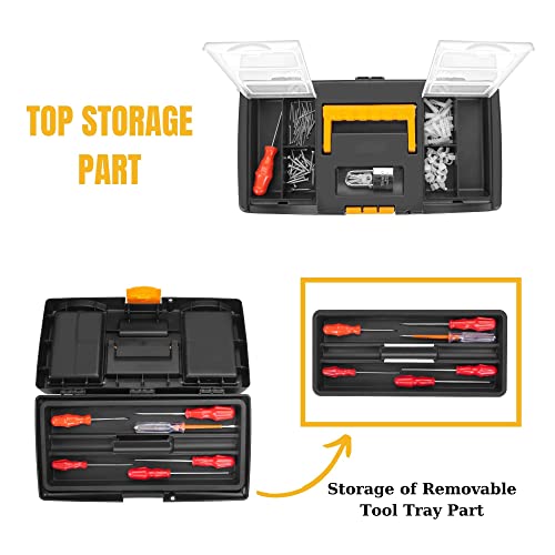 Vhd Yellow Plastic 16″ Tool Box With Removable Tool Tray And Extra Small Organizer Box (3 Pieces Set) #TOP4