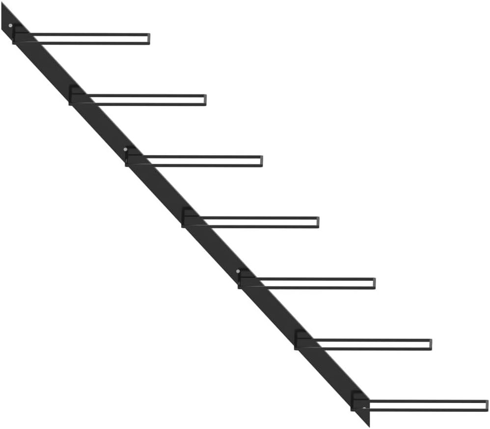 Wall-Mounted Wine Rack for 7 Bottles, Metal Wine Holder, Vertical Wine Shelf, Black Portavino, Stylish Space-Saving Bottle nizer, Perfect for Home Bar and Kitchen