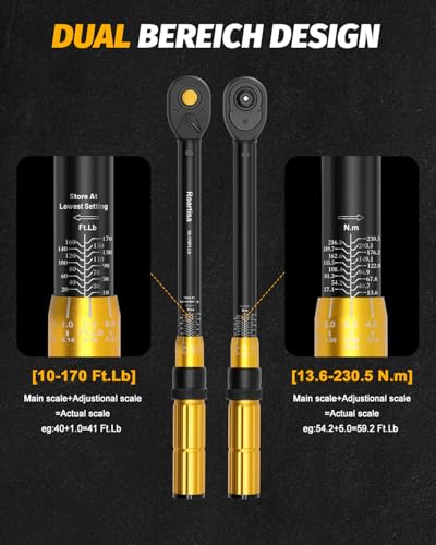Image of 6-Piece Torque Wrench Set (1 /4 inch, 3 /8 inch, 1 /2 inch Drive) - ±3% High Precision Click Tool Kit with Extension Bars - Prevent Bolt Stripping for Car, Motorcycle & Carbon Bike Maintenance