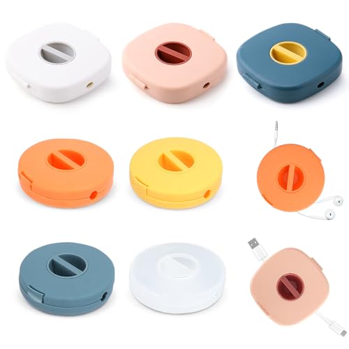 OT-NVWOZR 7pcs Charging Cord Organizers Retractable Cord Management for Wired Headphones Portable Cable Winder Reels Tidy Box for Home Office Classroom Wrapping Mouse USB Charger