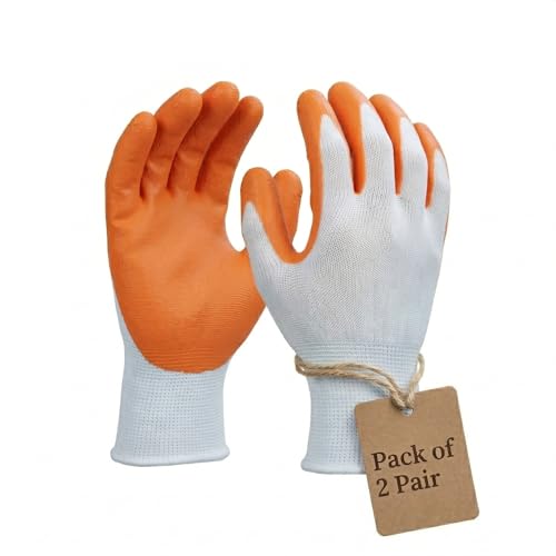 Image of Multipurpose Nylon Anti Cut PU Nitrile Coating Work Safety Gloves Orange-White Pair 2