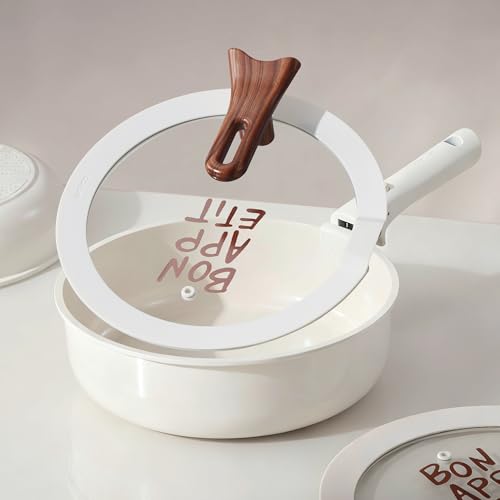 CAROTE 18Pcs Ceramic Cookware Set with Detachable Handle, Pots and Pans Set Non Stick, Non Toxic Kitchen Cooking Sets with Stand-Up Lid, PFAS and PFOA Free, Oven Safe, Induction Ready, Cream White by CAROTE - Image 4