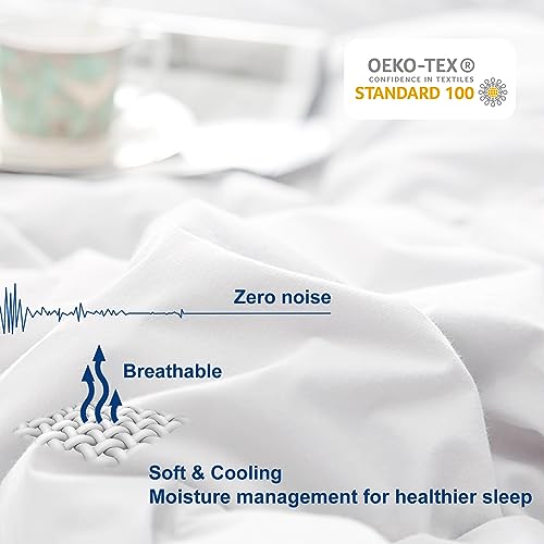 Meelus All Season Comforter Lightweight Cooling White, Soft Breathable Queen Size Summer Duvet Insert, Winter Warm Microfiber Down Alternative Quilt With Corner Tabs, 88X88 Inch #TOP2