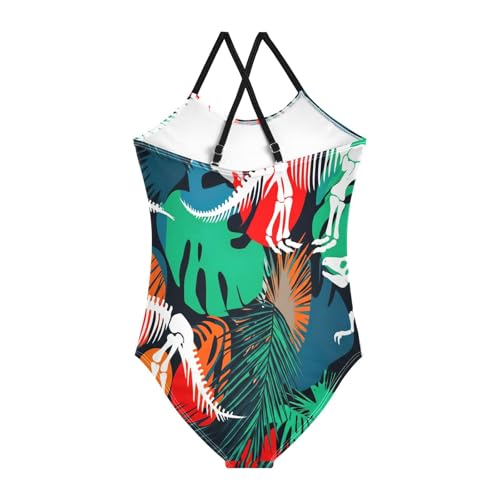 Kids Swim Suits 3-10 Y Beach Bathing Suits Girls, Dinosaur Skeletons2