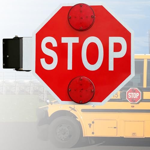 Mavcobo 18?Stop Sign for School Bus LED Blinking Street Warning Sign IP65 Waterproof Engineer Grade Reflective Film