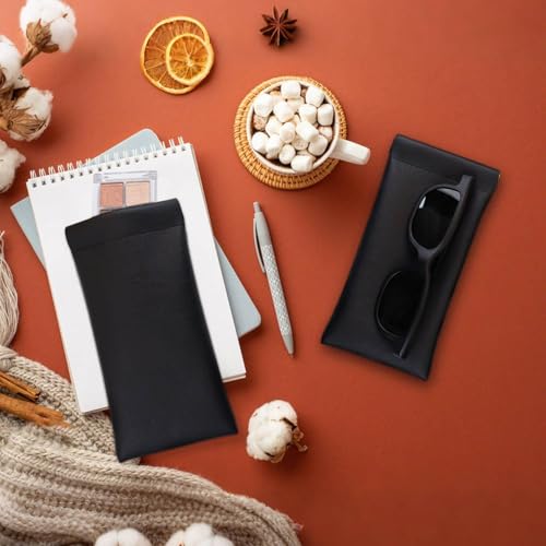 Image of 3 Pack Soft Glasses Case Leather Squeeze Top Sunglasses Pouch Portable Squeeze Eyeglass Cases for Women Men Travel Sunglass Storage Bag Anti-Scratch Eyeglasses Cases (Black)
